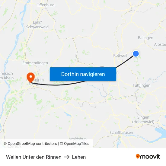 Weilen Unter den Rinnen to Lehen map