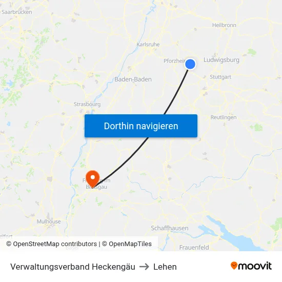 Verwaltungsverband Heckengäu to Lehen map