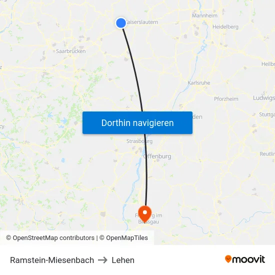Ramstein-Miesenbach to Lehen map