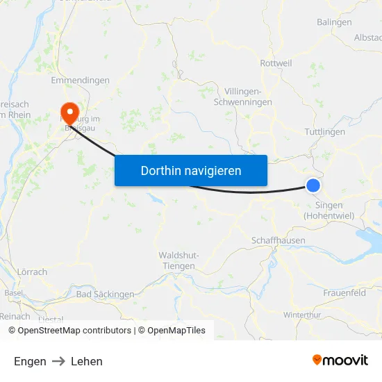 Engen to Lehen map