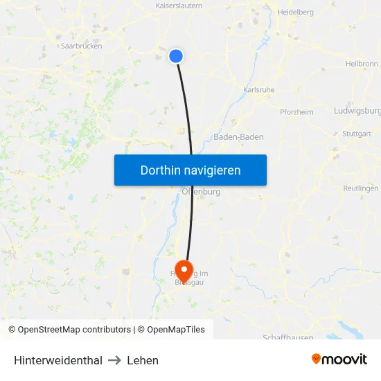 Hinterweidenthal to Lehen map