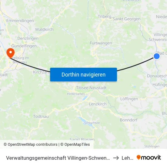 Verwaltungsgemeinschaft Villingen-Schwenningen to Lehen map