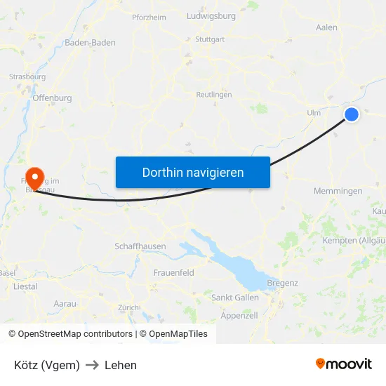 Kötz (Vgem) to Lehen map