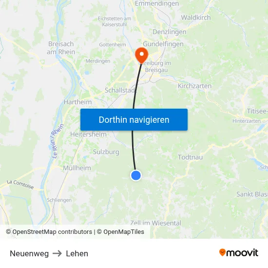 Neuenweg to Lehen map