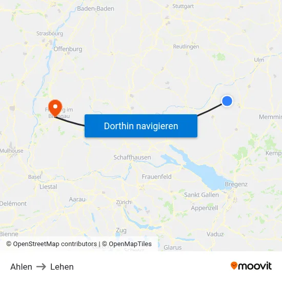 Ahlen to Lehen map