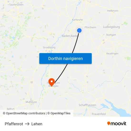 Pfaffenrot to Lehen map