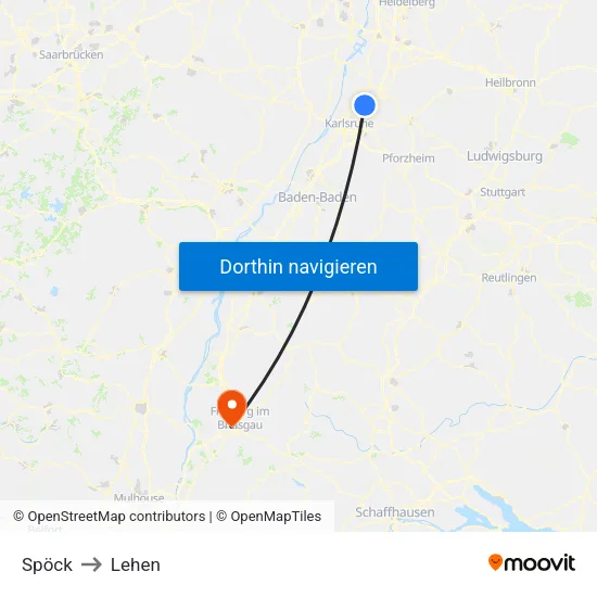 Spöck to Lehen map