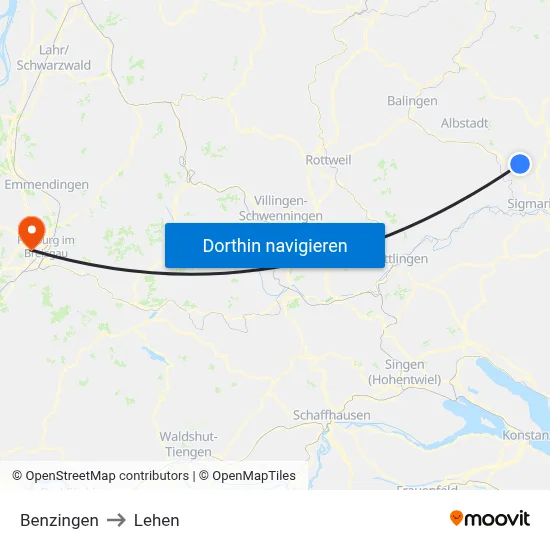 Benzingen to Lehen map