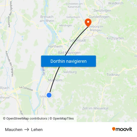 Mauchen to Lehen map