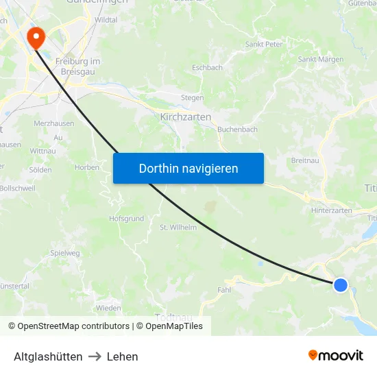 Altglashütten to Lehen map