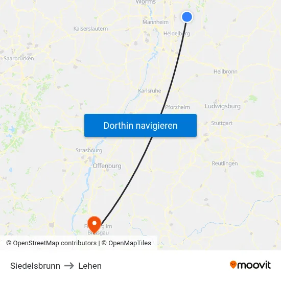 Siedelsbrunn to Lehen map