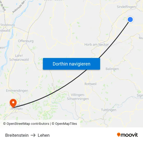 Breitenstein to Lehen map