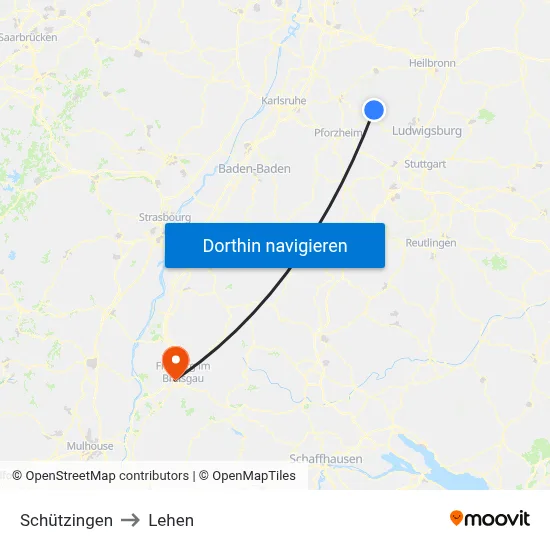 Schützingen to Lehen map