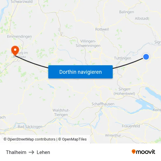 Thalheim to Lehen map