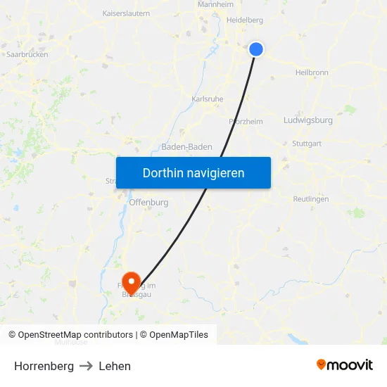 Horrenberg to Lehen map