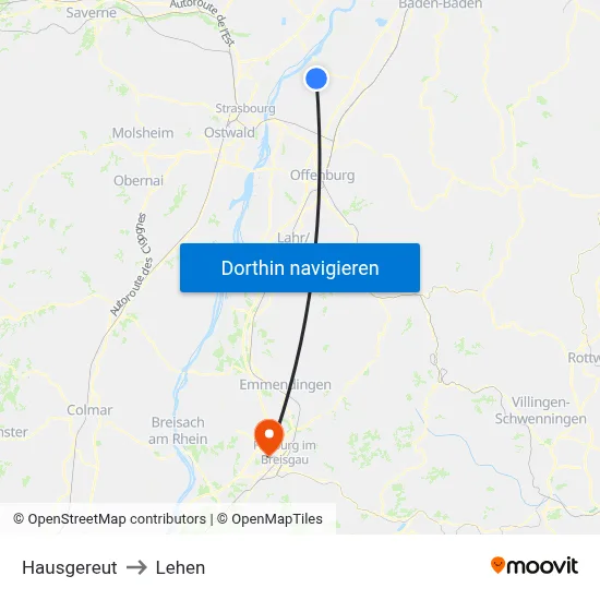 Hausgereut to Lehen map