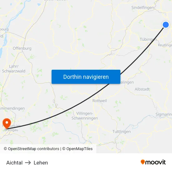 Aichtal to Lehen map