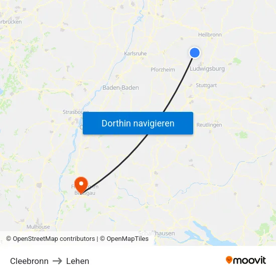 Cleebronn to Lehen map