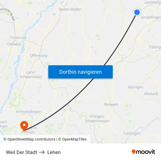 Weil Der Stadt to Lehen map