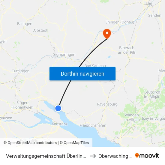 Verwaltungsgemeinschaft Überlingen to Oberwachingen map