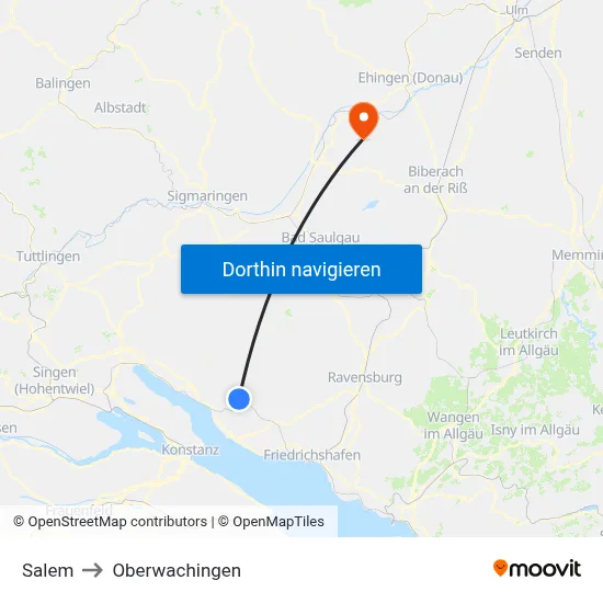 Salem to Oberwachingen map