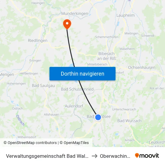 Verwaltungsgemeinschaft Bad Waldsee to Oberwachingen map