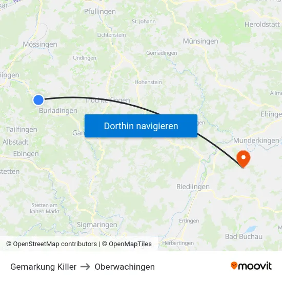 Gemarkung Killer to Oberwachingen map