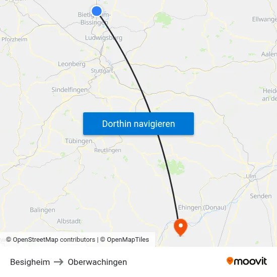 Besigheim to Oberwachingen map