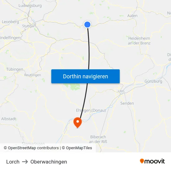Lorch to Oberwachingen map