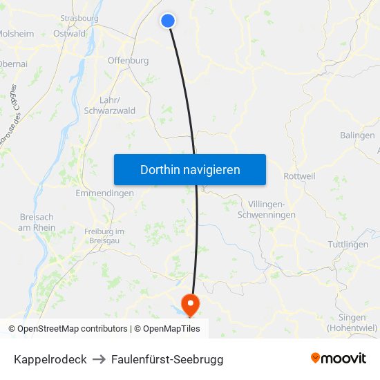 Kappelrodeck to Faulenfürst-Seebrugg map