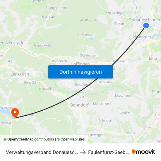 Verwaltungsverband Donaueschingen to Faulenfürst-Seebrugg map