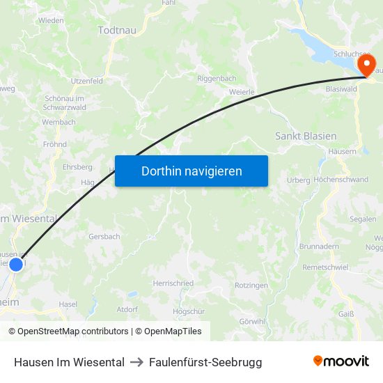 Hausen Im Wiesental to Faulenfürst-Seebrugg map