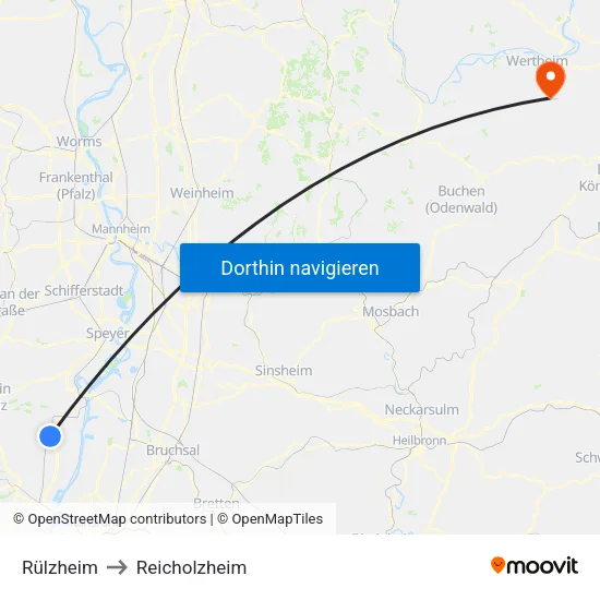 Rülzheim to Reicholzheim map