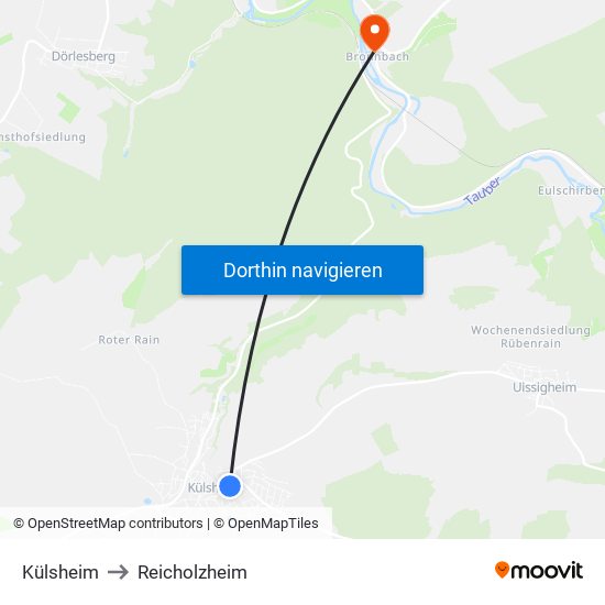 Külsheim to Reicholzheim map