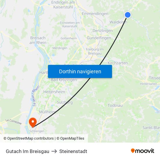Gutach Im Breisgau to Steinenstadt map