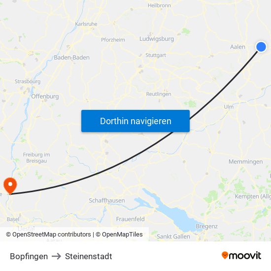Bopfingen to Steinenstadt map