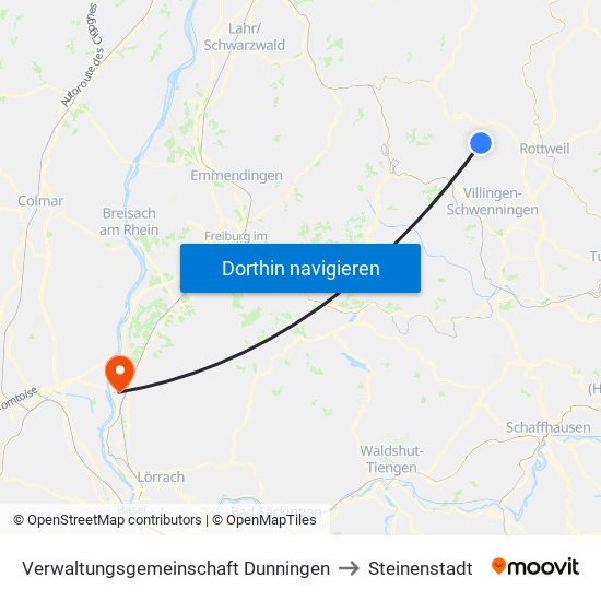 Verwaltungsgemeinschaft Dunningen to Steinenstadt map