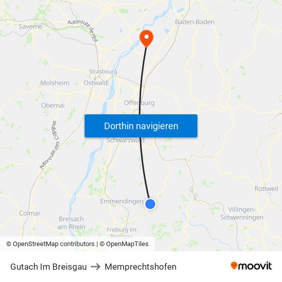Gutach Im Breisgau to Memprechtshofen map