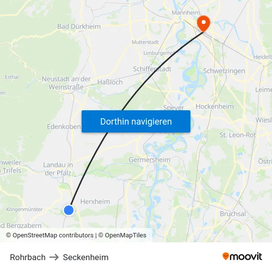Rohrbach to Seckenheim map