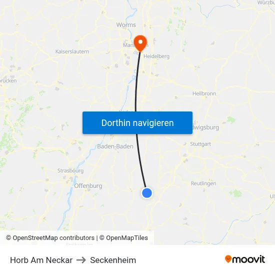 Horb Am Neckar to Seckenheim map