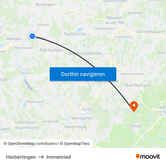 Herbertingen to Immenried map
