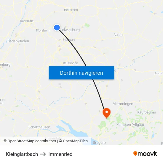Kleinglattbach to Immenried map