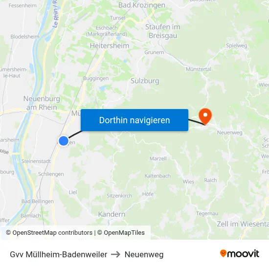 Gvv Müllheim-Badenweiler to Neuenweg map