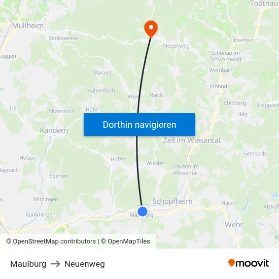 Maulburg to Neuenweg map