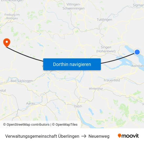 Verwaltungsgemeinschaft Überlingen to Neuenweg map