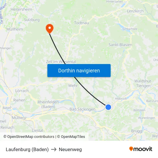 Laufenburg (Baden) to Neuenweg map