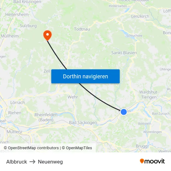 Albbruck to Neuenweg map