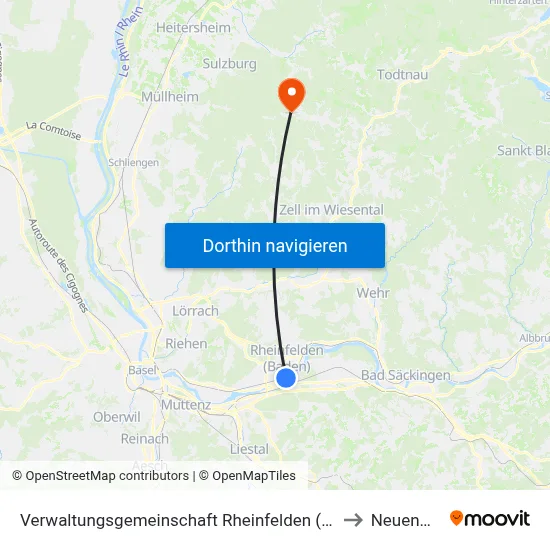 Verwaltungsgemeinschaft Rheinfelden (Baden) to Neuenweg map