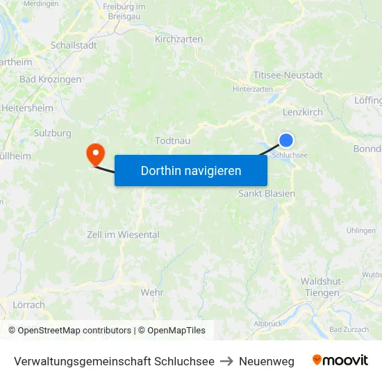 Verwaltungsgemeinschaft Schluchsee to Neuenweg map