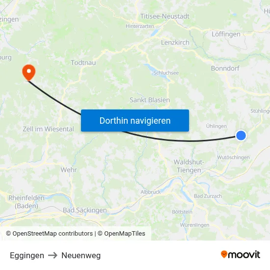 Eggingen to Neuenweg map